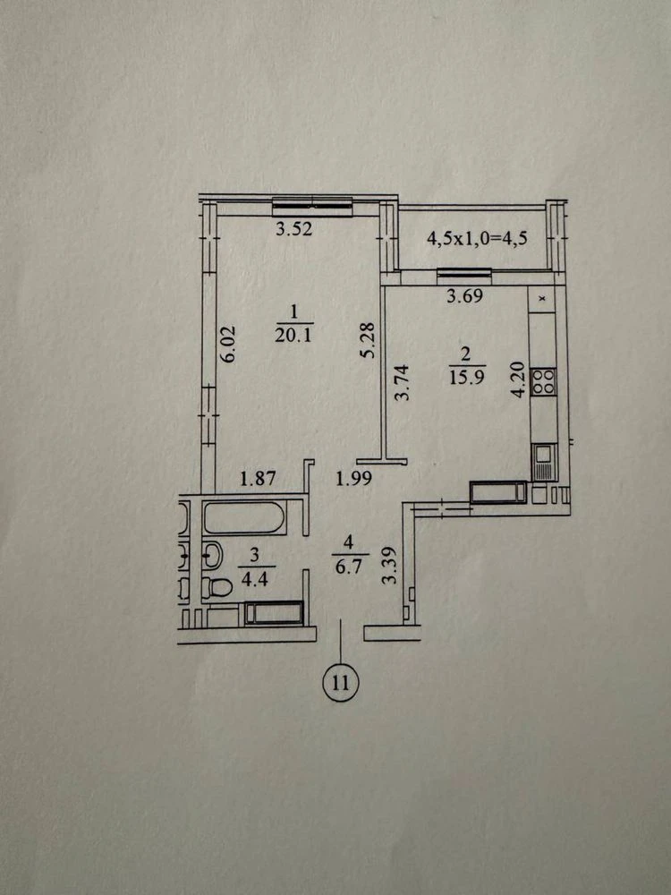 1-к квартира 56м.кв Саперно-слобідська 24