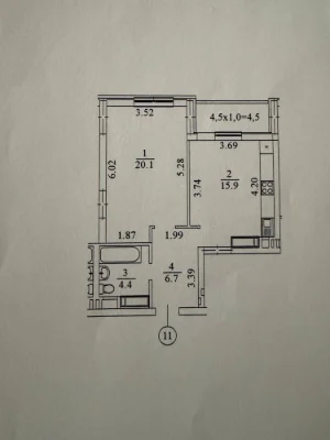 1-к квартира 56м.кв Саперно-слобідська 24