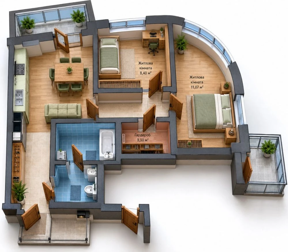 Affordable! Selling a 2-bedroom apartment of 52.69 m² in the VILNYI residential complex,