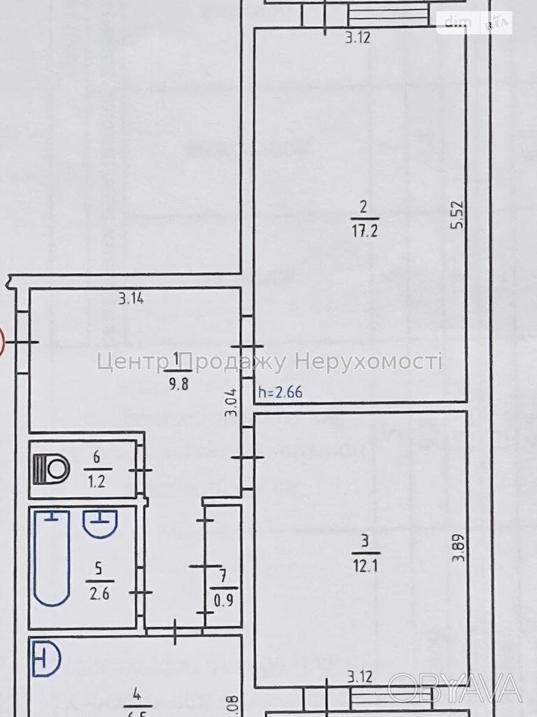 2-комнатная квартира, 58 квадратных метров
