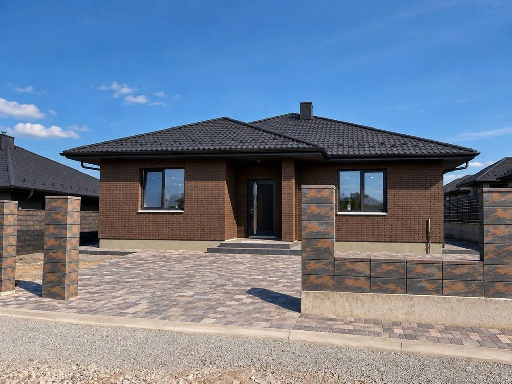 Modern American-style house 120m2, plot of 7 acres, connected