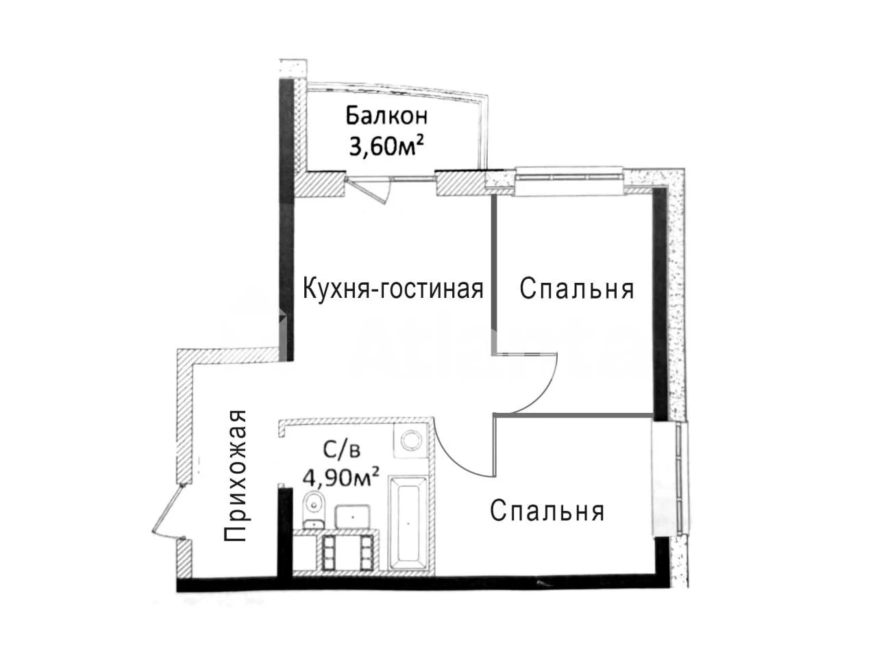 2-room apartment in the Four Seasons residential complex; re