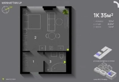 Продається 1-кімнатна квартира-студія, готова к ремонту в ЖК "Ma