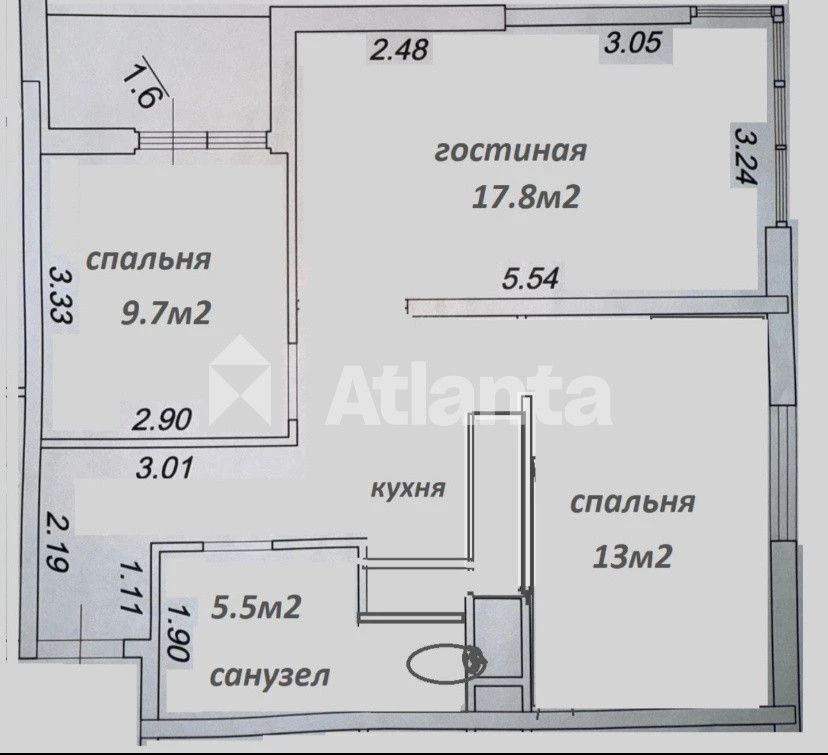 2-bedroom apartment 60 sq m in 65 Жемчужина