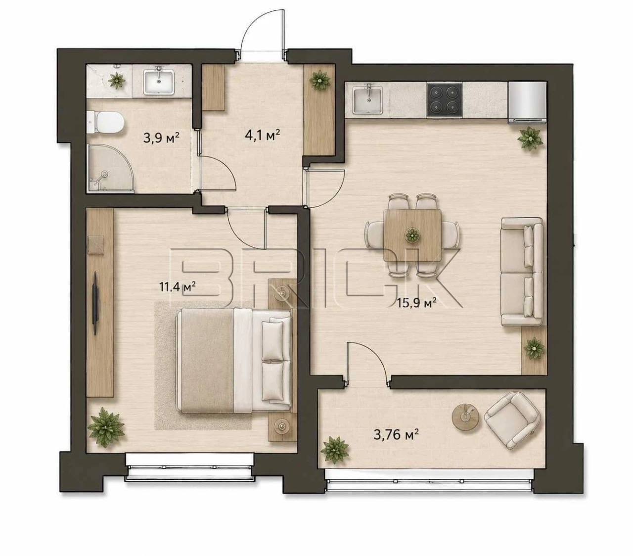 Apartment in ЖК Respublika for sale, 1-bedroom