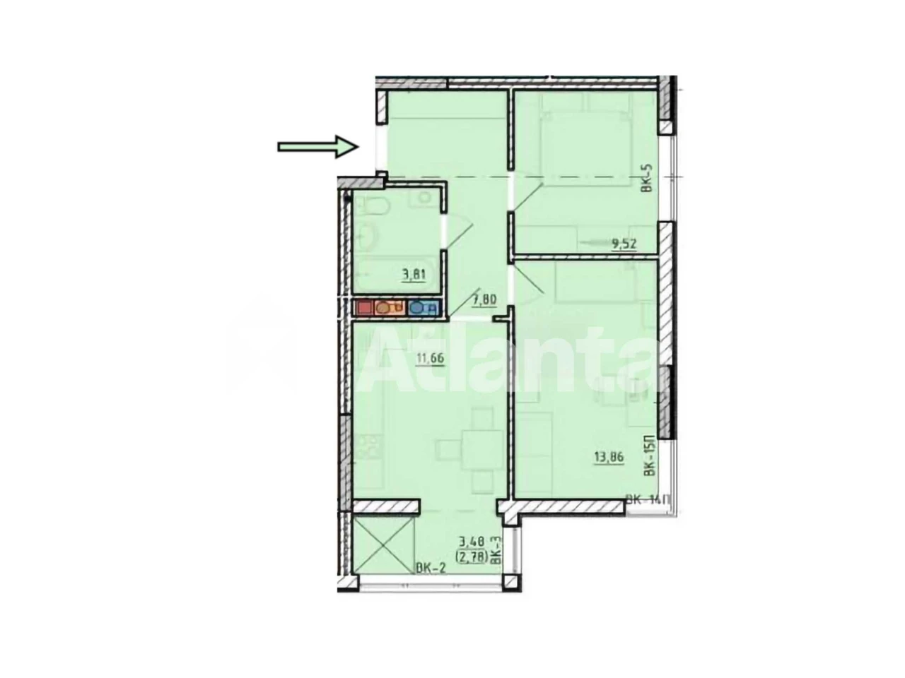 2-bedroom apartment in Akvarel 8 residential complex, William Street