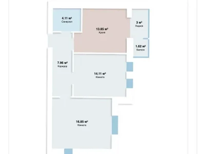 Продаж квартиры, 2 комнаты, 62.14 м² на 6 этаже.