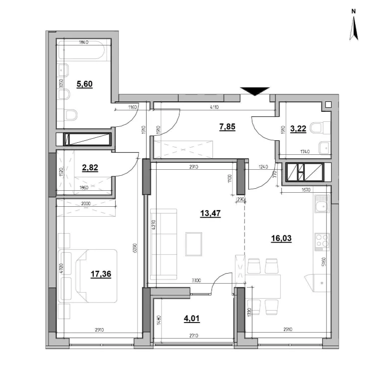 2-bedroom apartment in Nordica Residence - Nordica - 70.36 sq m