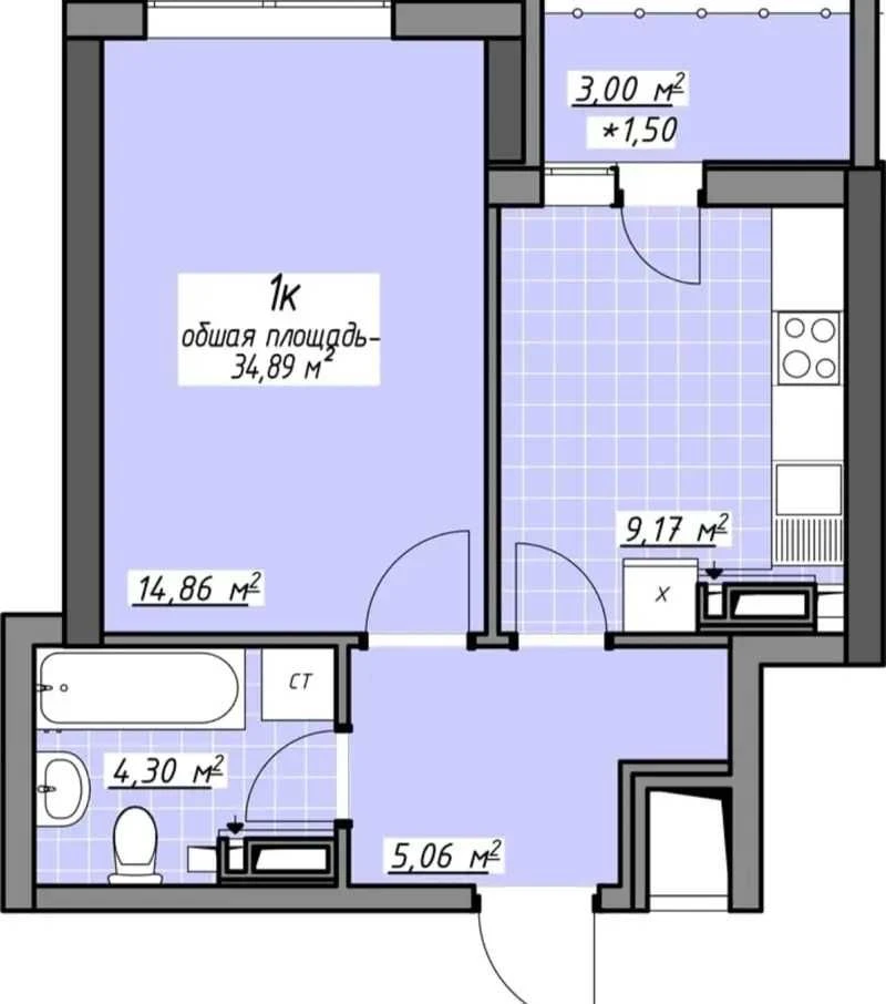 1-комнатная квартира 35М² в ЖК Одесские Традиции • 11/17 • В