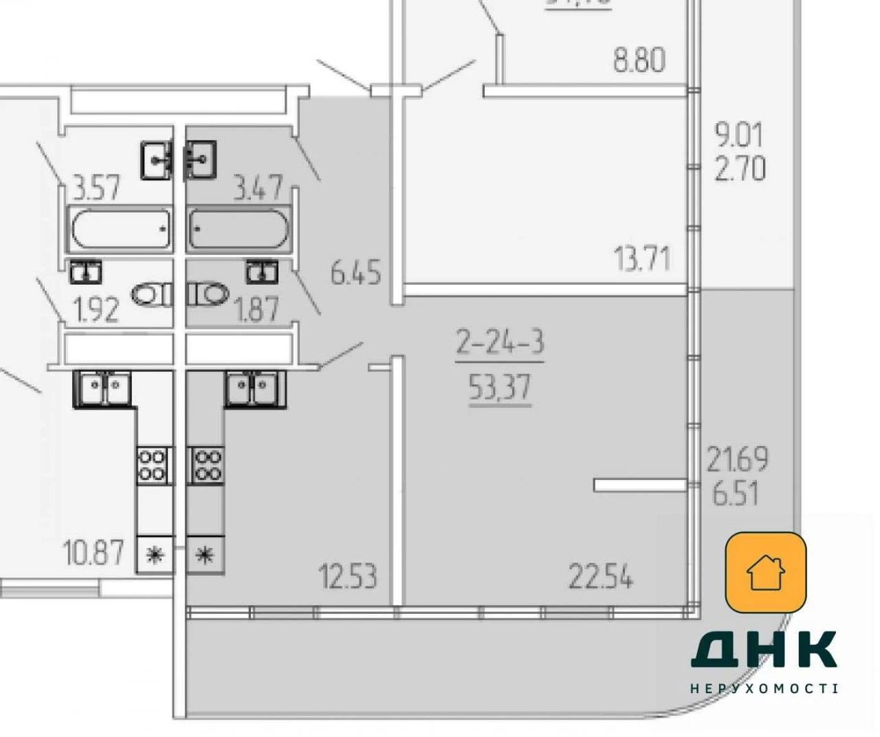 ‼️ 2-room apartment 55 sq m ‼️ Without renovation ‼️ Terrace ‼️ Красноva Street