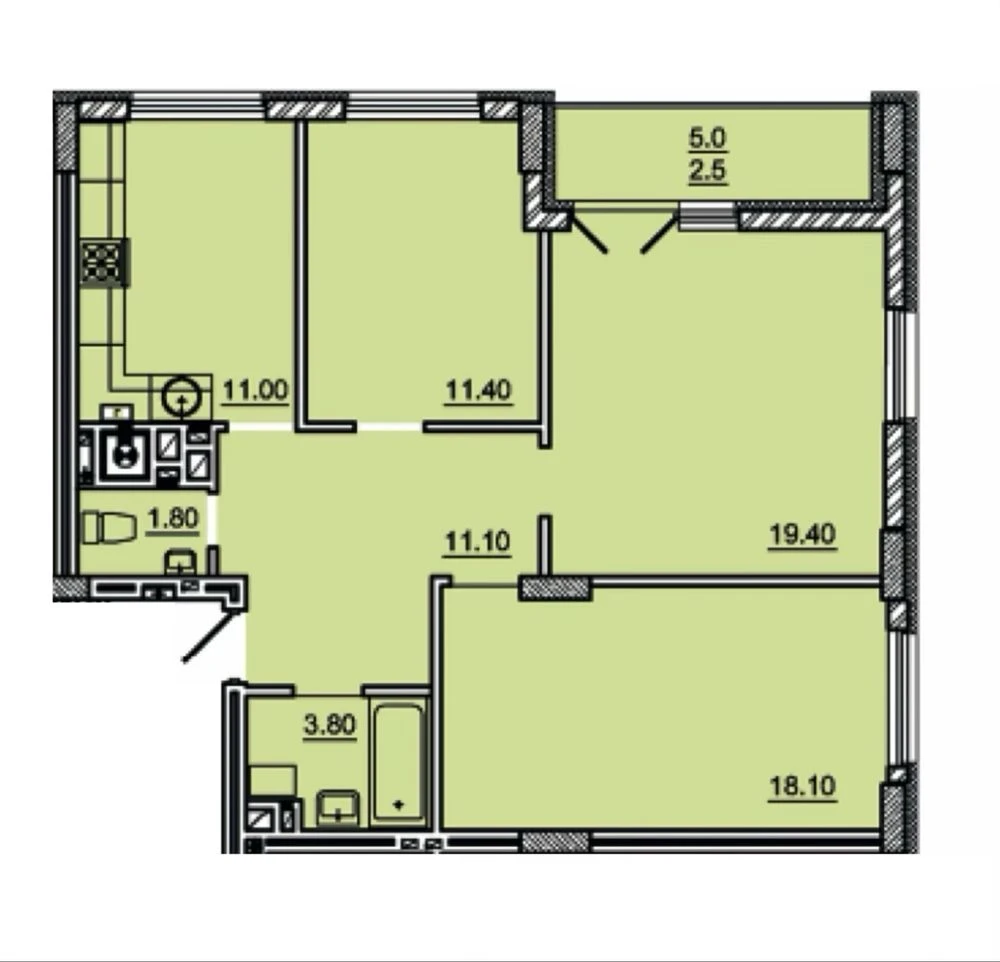 Sale of a 3-room apartment on Kruhla Street (Round)