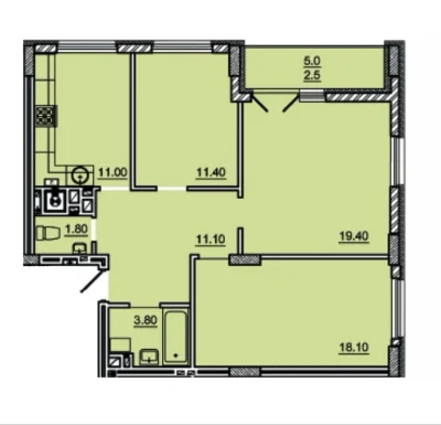 Sale of a 3-room apartment on Kruhla Street (Round)
