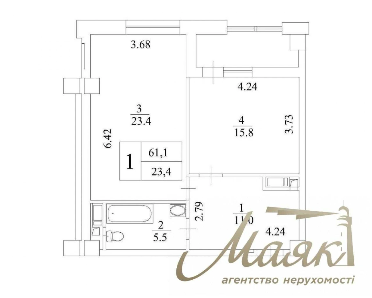 Apartment for Sale - New Renovation, 62 sq m, Bulvar Fontaniv, P