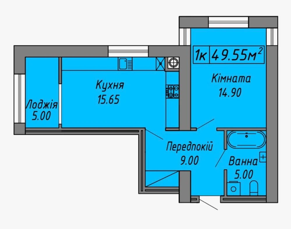 Видова та аростора 1-кім.квартира в центрі міста!