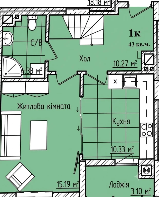Продажа 1-комнатной квартиры в новостройке, ул. Ковельская 64