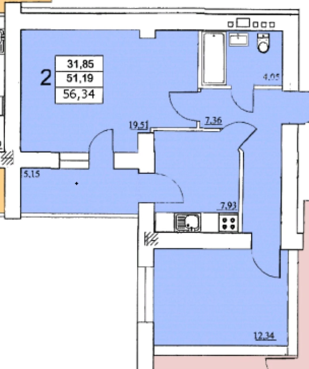For Sale 2-room apartment in the residential complex on Efimova Street, Shota Rustaveli Avenue
