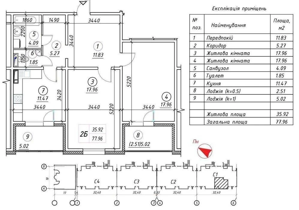 2-room apartment 78 m² for $80,000 | Lake view | Revutskyi residential complex