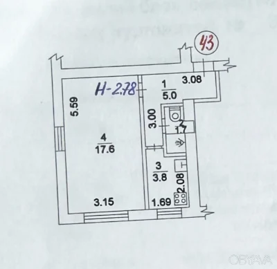 1-room apartment, 28 sq.m