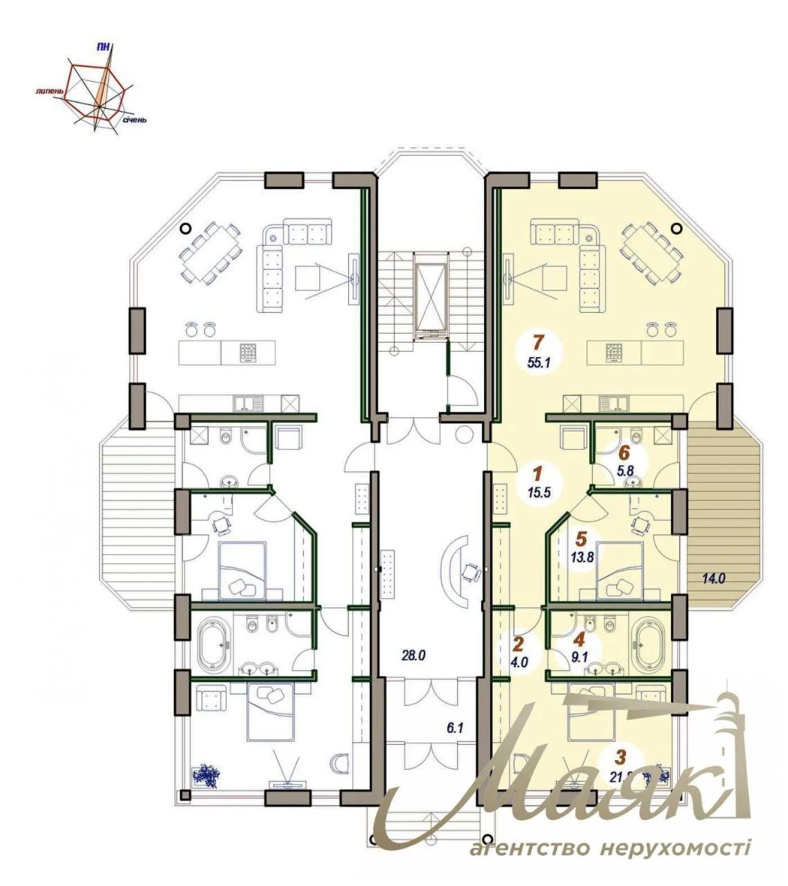 Sale of a 4-bedroom apartment 170 sq m, Club House, Pechersk