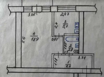 For Sale 1-bedroom apartment New Houses Metro Dvorets Sporta