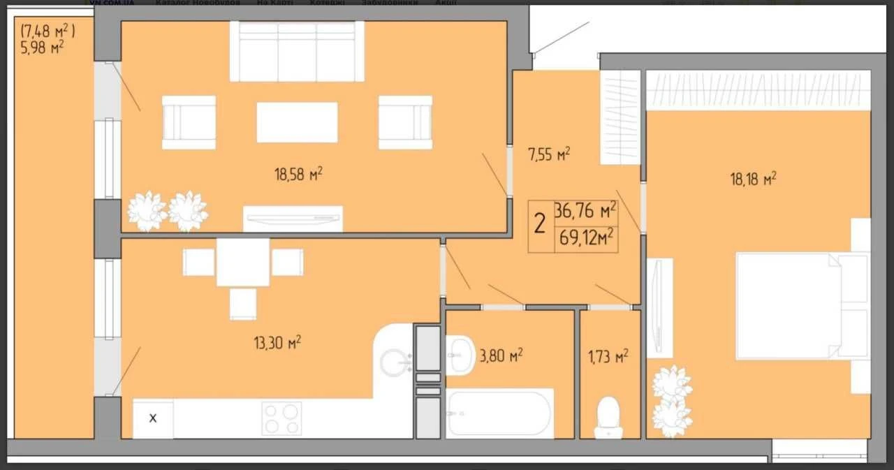 For Sale: 2-bedroom apartment in new building in Primorsky district