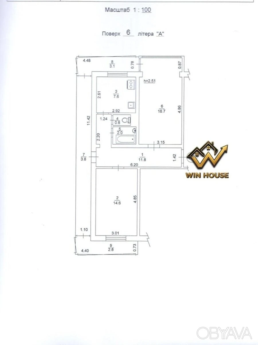 2-room apartment, 65.2 sq.m