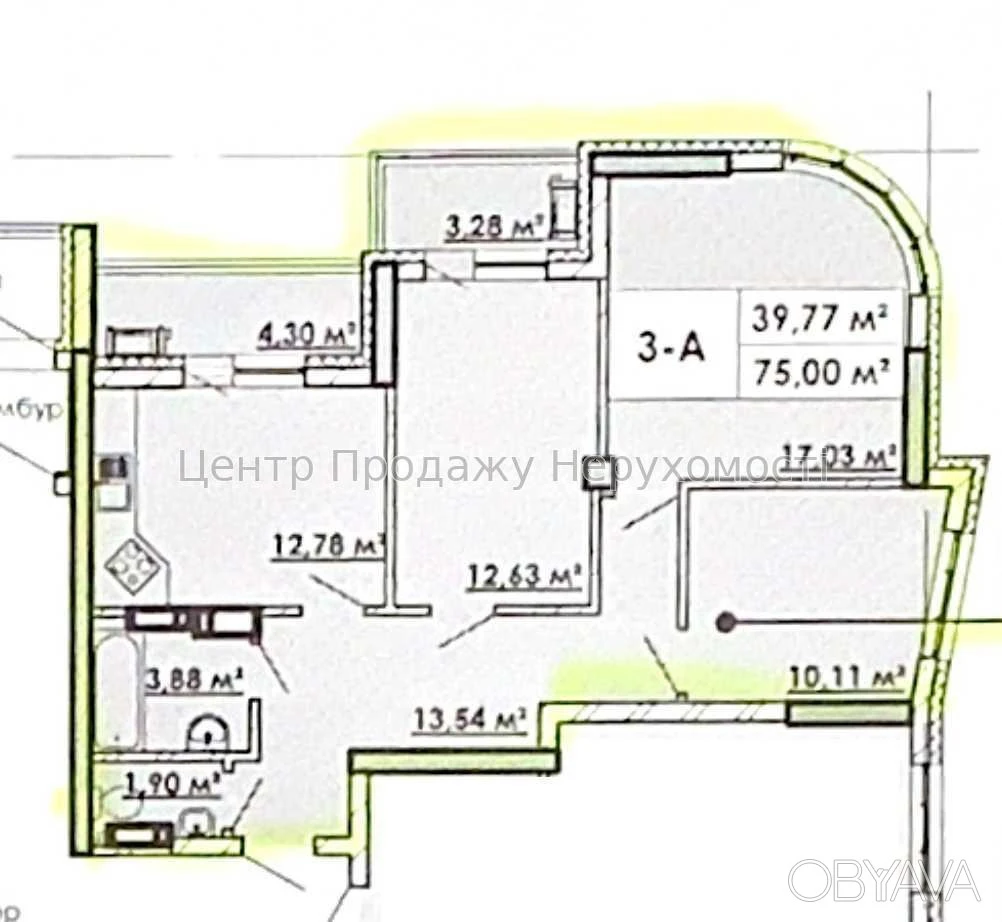 3-bedroom apartment, 75 sq m