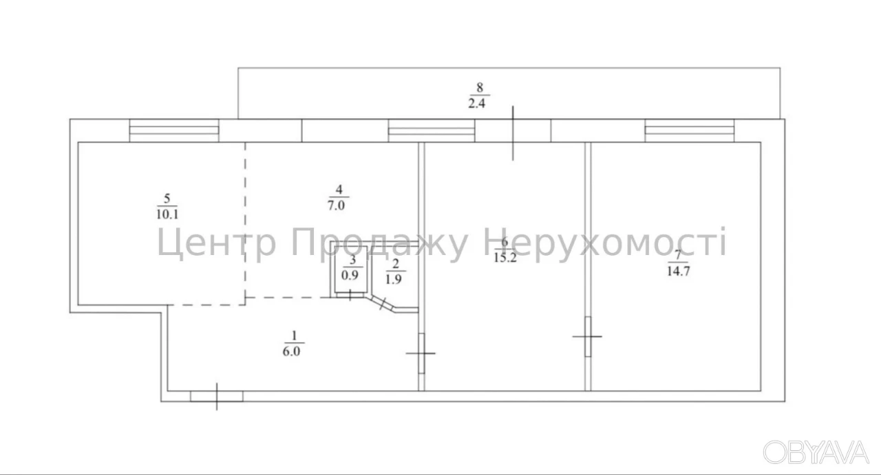 3-bedroom apartment, 60 sq.m.