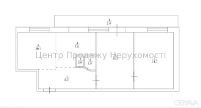 3-bedroom apartment, 60 sq.m.