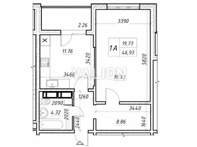 1-room apartment for sale in the residential complex Navigator 2 Kulzhenkov Family 21