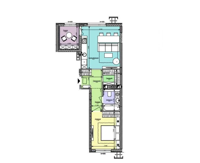 Продаж двосторонньої 1к квартири 48,3 м² у Файна Таун!