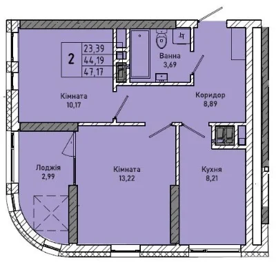 Sale of a 2-room apartment at Mykolychuka St, 38