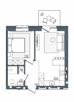One-bedroom apartment with installment payment without interest
