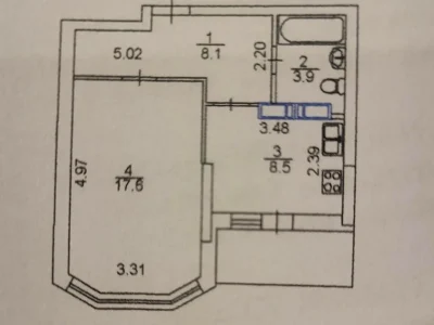 Sale of a 1-bedroom apartment 39.4 sq.m. on the 18th floor of a 23-story building.