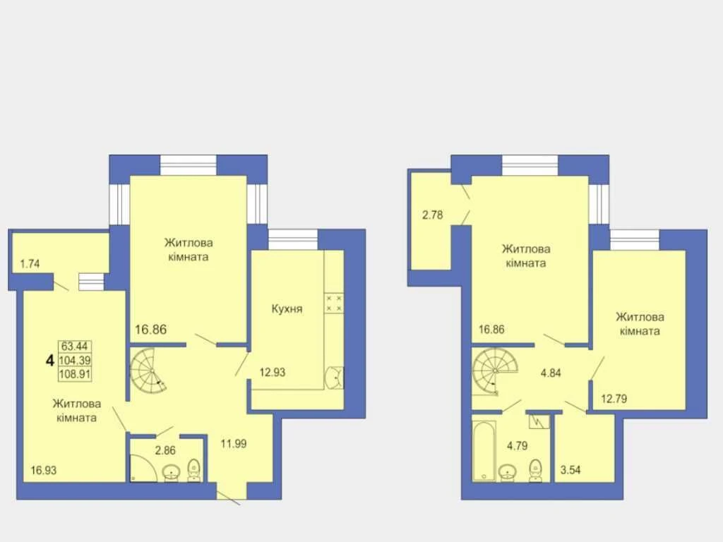 Sale of a two-level apartment in a new building. Levda.