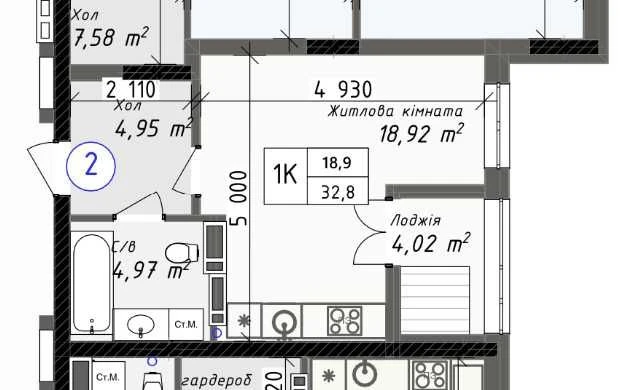Brick house in Tairovo, 1-room apartment, installment plan 10%