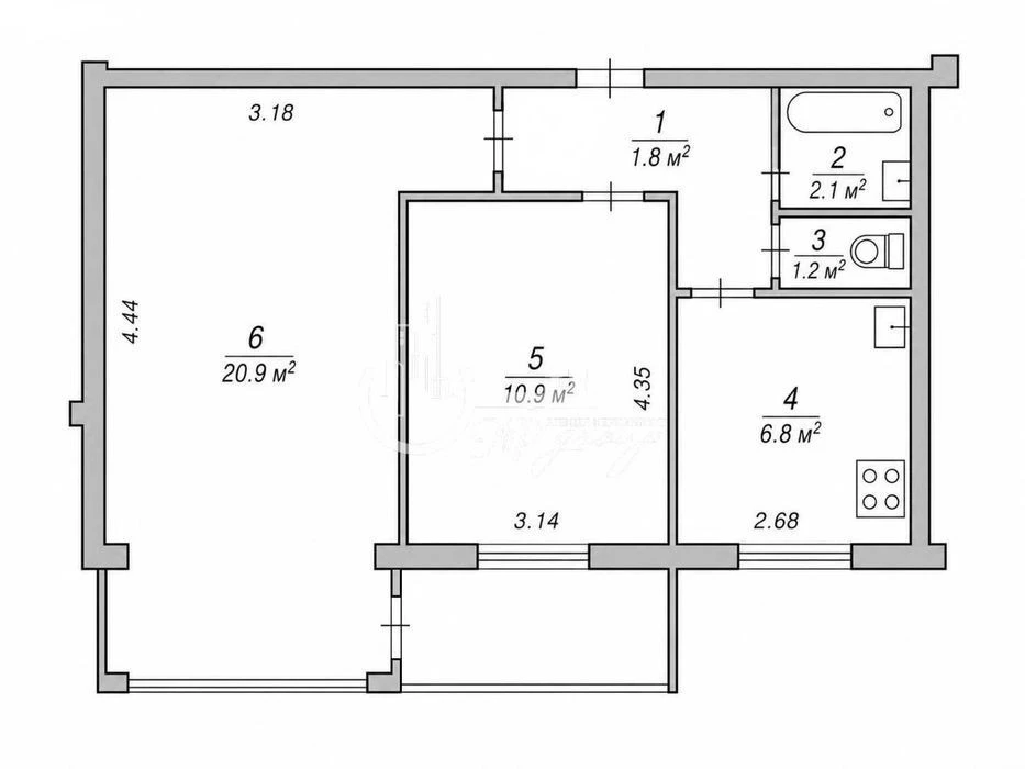 WITHOUT % Selling 2 rooms = 47.5 sq. m. for renovation Kubanskaya Ukrainy, 3