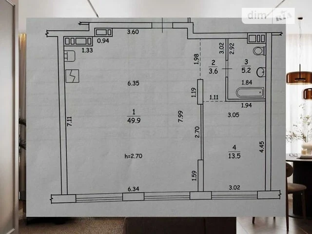 Продажа 2-комнатной квартиры 72,2 кв. м на ул. Днепровская, 15Є • ID 3