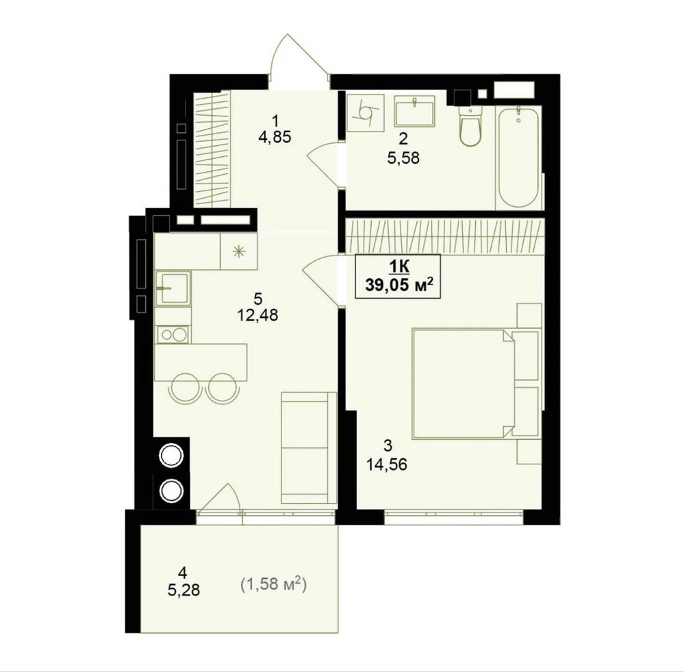 Spacious 1-bedroom apartment. Favorable installment terms!