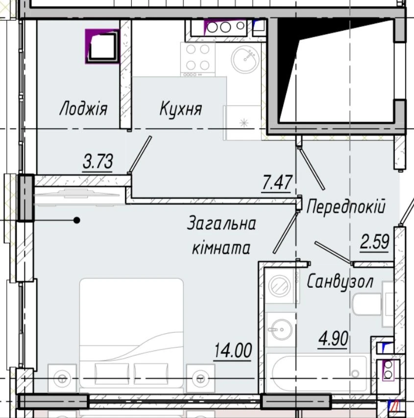 1 комнатная  33 кв.м в Одессе Газ, котел ПВ -10% Рассрочка н