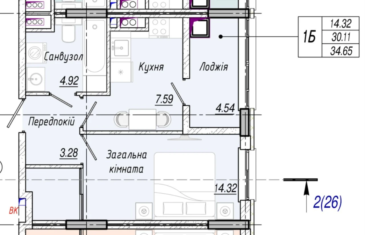1 комнатная  33 кв.м в Одессе Газ, котел ПВ -10% Рассрочка н