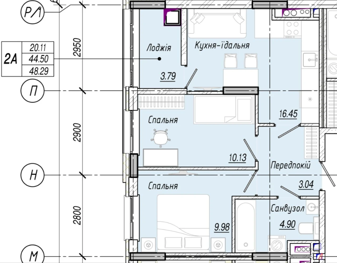 2 комнатная 48 кв.м Газ, котел ПВ -10% Рассрочка на 48 месяц