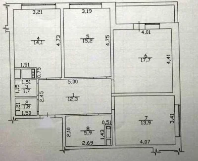 3-комнатная квартира на площади Толбухина