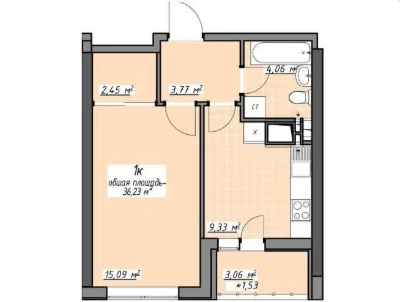 1-комнатная квартира с готовым ремонтом в центре Тайрова - продажа