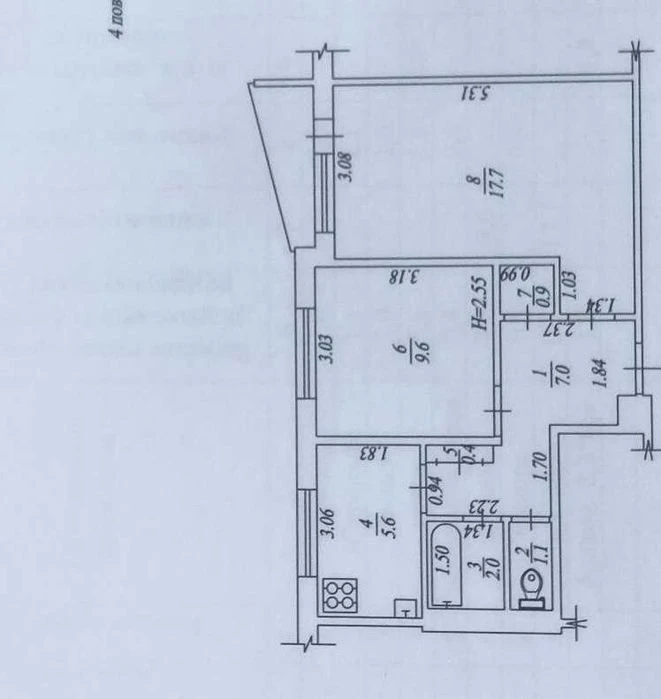 For sale 2-room apartment on Zhukovsky Ave., 3