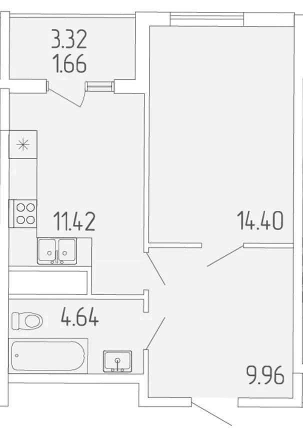 Продається 1-кімнатна квартира 41.4 м² в ЖК «65 Перлина» на Красново
