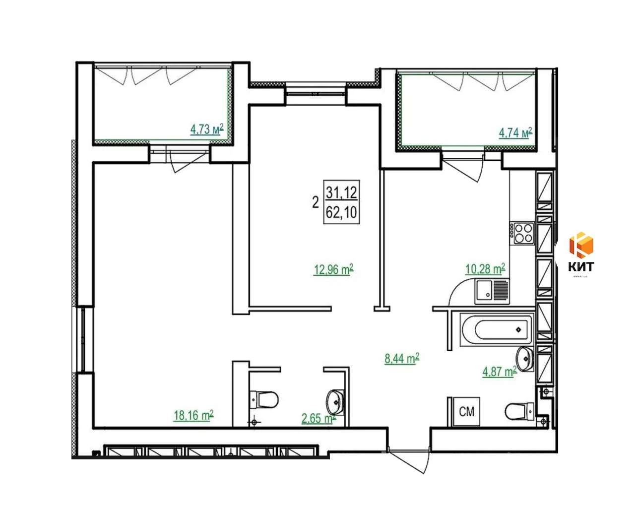Apartment for sale, Kharkiv, Choldna Hora, 62 sq. m