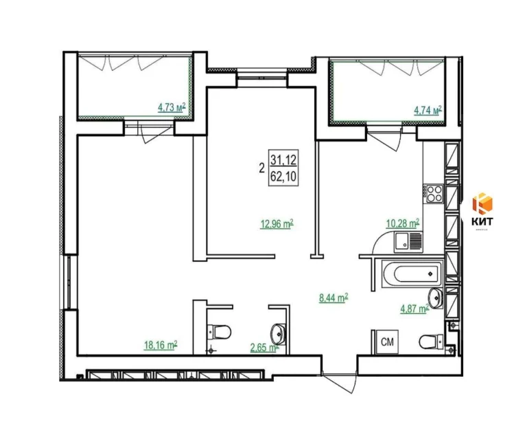 Apartment for sale, Kharkiv, Choldna Hora, 62 sq. m