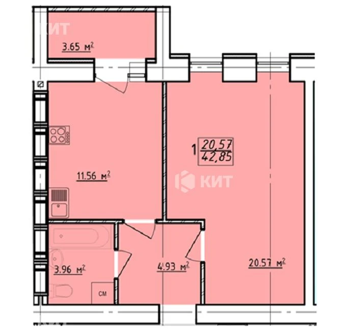 Apartment for Sale, Kharkov, Sport.Gagar.Povst., 42.85 m²