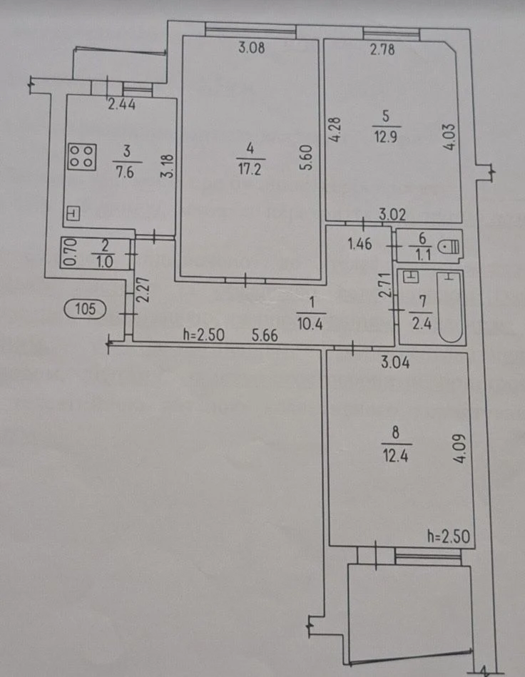 3 room apartment in the Chekhov district